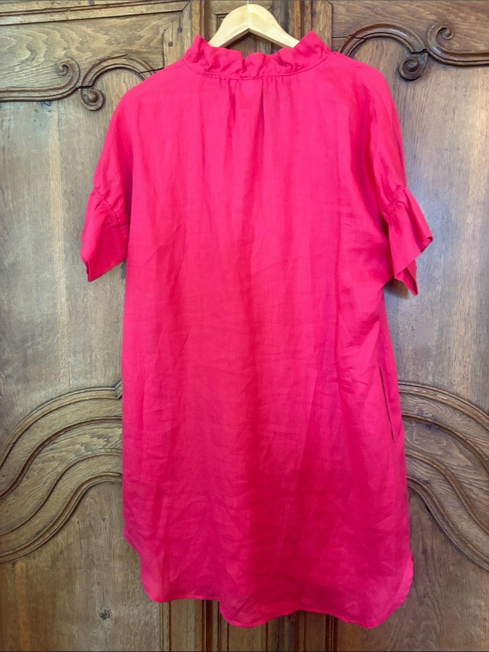 Finley Crosby Bell-Sleeve Ruffle-Trim Linen Shirtdress - Picture 10 of 14